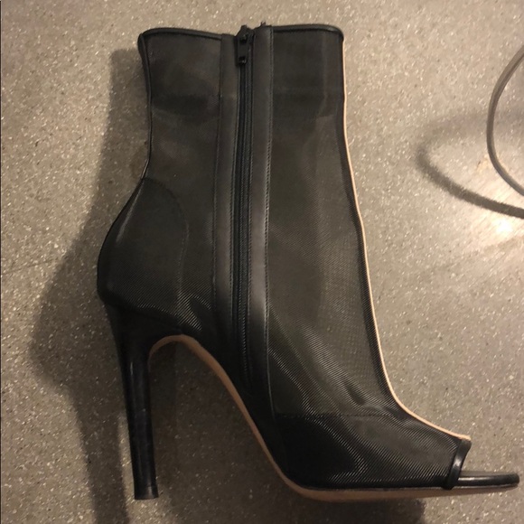 Reed Krakoff Shoes - Reed Krakoff
Black Peep Toe Leather Mesh Boots